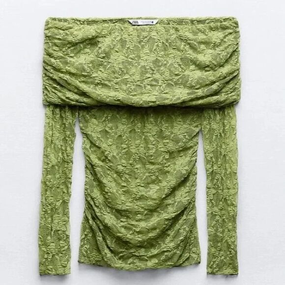 ZARA OFF THE SHOULDER LACE TOP - Picture 8 of 9